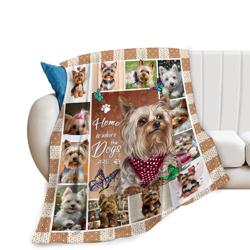 Yorkie Blanket Dog Yorkie Gifts for Girls Boys Woman Yorkshire Lover Throw Blankets Soft Blanket Warm Fleece Flannel Plush Blankets for Bed Sofa Couch 40