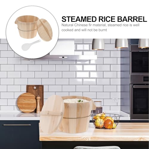 DOITOOL Wooden Steaming Bucket Natural Wood Rice Barrel with Moveable Bottom for Faster Steam Cooking No Odor Handcrafted Traditional Steamer for Canteen and Restaurant Use - Image 6