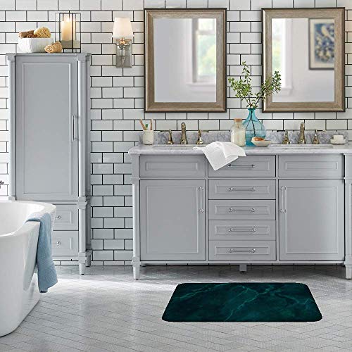 Tapis de salle de bain absorbant et antidérapant vert foncé - 5