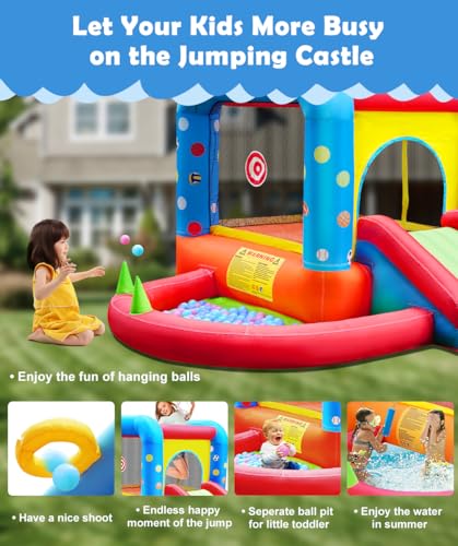 Step4Fun Inflatable Bounce House, Kids Castle Slide Bouncer for Children Jumping Outdoor and Indoor Party, Baby Backyard Water Jumper Toy with Blower, Ball Pit Pool, Ideal Gifts(112 x 98 x 65”) - Image 5