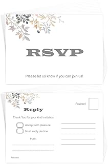 RSVP Cards + Self-Seal Envs - Pack 20 Postcards - Wedding Reception Birthday Party Hen Bridal Baby Shower Dinner Christmas...