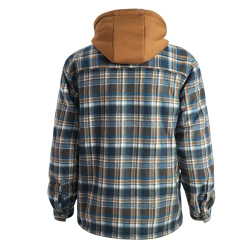 Image of TanBridge Men's Cotton Plaid Shirts Jacket Full Zip Fleece Flannel Sherpa Lined Hoodies Heavyweight Hoodies Jacket for Men