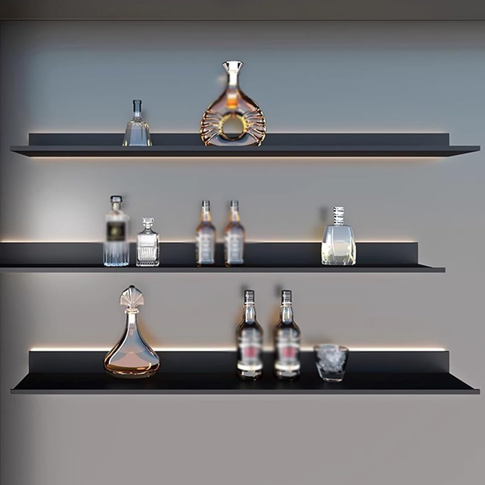 Mensole da parete illuminate a LED, 120 cm, in lega di alluminio, con illuminazione a LED, per arredare la casa, soluzioni moderne per riporre oggetti, eleganti mensole da appendere