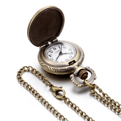 Image of JewelryWe Vintage Pocket Watch Cool Gear Steampunk Retro Pendant Necklace Watches for Men Women Halloween Costumes Daily and Office