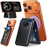 Fshyos アップグレード Mag-Safeウォレット ドローストリング付き 軽量 ビーガンレザー 磁気カードホルダー 調節可能な電話ウォレットスタンド 磁気式 iPhone 12-16シリーズ用 iPhone 13/12 Mini非対応 (ブラック)