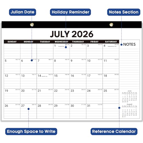 Image of 12 Pack of Desk Calendar 2026-2027, 18-Month Calendar Runs from July 2026 to December 2027, Large 17 inch x 12 inch Monthly Desktop & Wall Calendar for Home & Office - Black