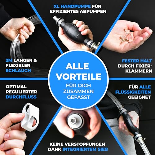 GEARLINE® Handpumpe [2Meter] - XL Umfüllpumpe Inkl. Flüssigkeitsregler zum Umfüllen von Wasser, Benzin… – Ansicht 7