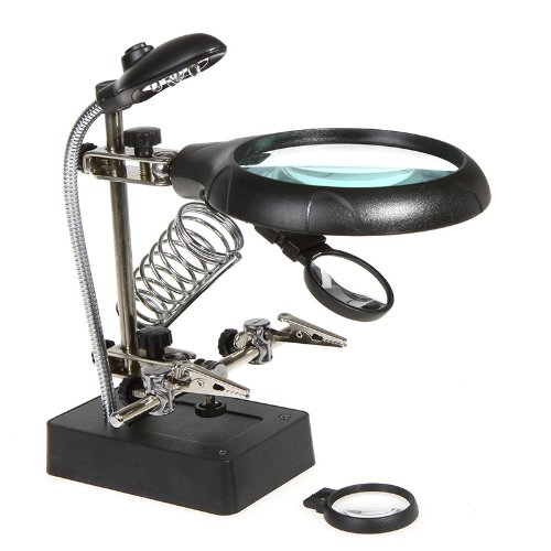 2.5 x 7.5 x 10 x LED de soldadura lupa iluminada lupa escritorio lupa de mano amiga auxiliar Clamp con adaptador de alimentación