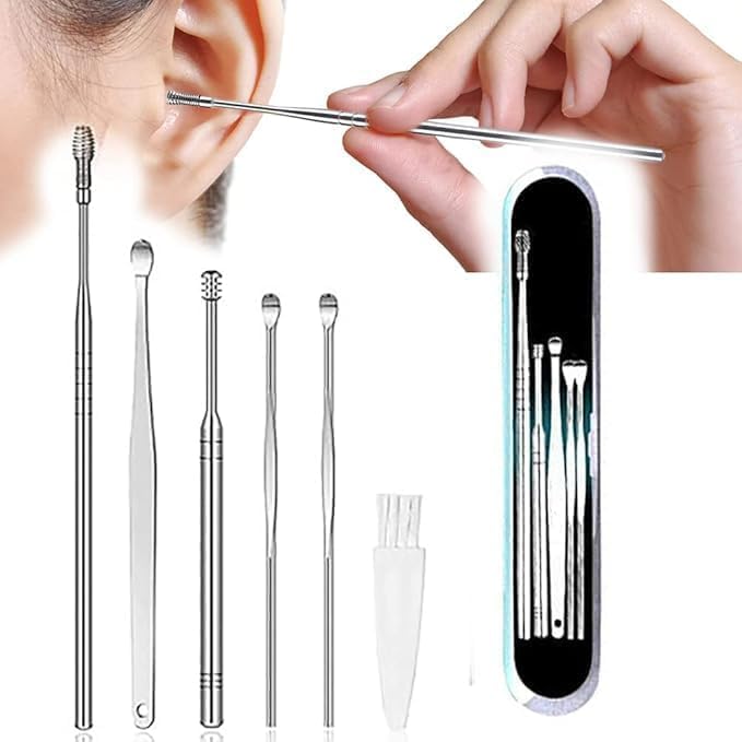 Ear Wax Cleaner Resuable Ear Cleaner Kit Ear Cleaner Tool Set with Storage Box Ear Wax Remover Tool Kit with Ear Curette Cleaner and Spring Ear Buds Cleaner 5 Pc Set, Pack of 1-image-26