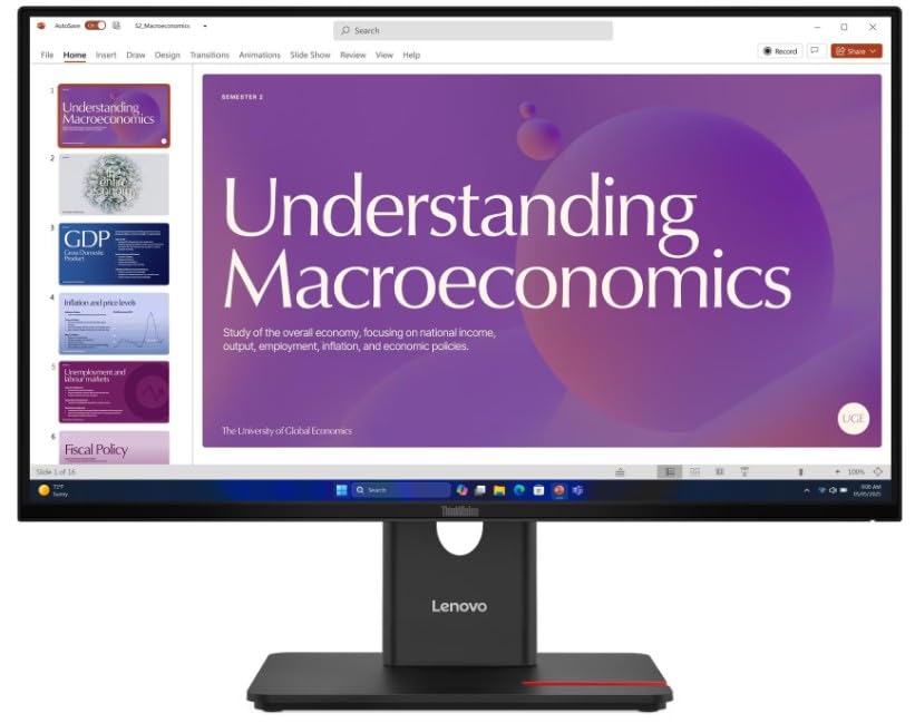 Image of Lenovo ThinkVision T24D-40 23.8-Inch FHD IPS Monitor | VRR 48-120Hz Refresh Rate, USB-C Hub with 100W Power Delivery, RJ45 Ethernet, 99% sRGB, Height-Adjustable Ergonomic Stand, Dual Speakers
