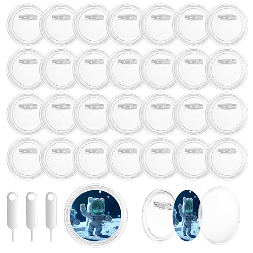 31 x Buttons Selber Machen Ohne Buttonmaschine, 60mm Buttons Anstecker zum Selbstgestalten Personalisiert, Acryl Transparente DIY Ansteckbuttons Anstecknadeln für Bild Foto mit 3 Kartenentferner Pin 31 x Buttons Selber Machen Ohne Buttonmaschine, 60mm Buttons Anstecker zum Selbstgestalten Personalisiert, Acryl Transparente DIY Ansteckbuttons Anstecknadeln für Bild Foto mit 3 Kartenentferner Pin