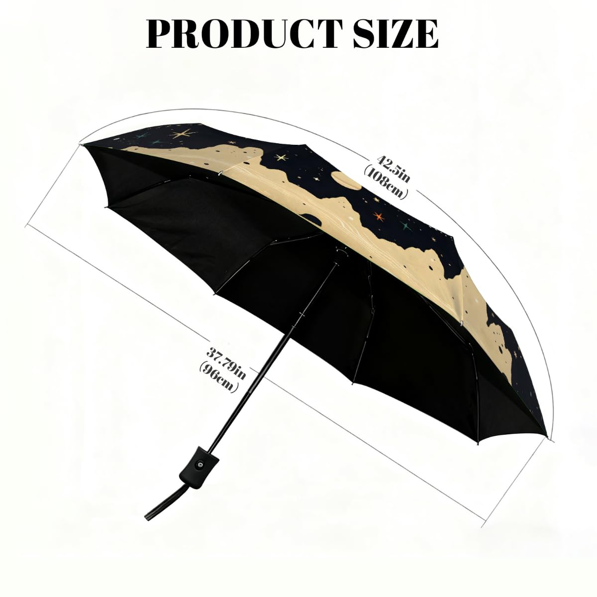Ombrello pieghevole astratto a mano Universo ombrello da viaggio compatto antivento impermeabile con protezione UV rivestimento nero leggero 8 coste portatile per pioggia sole