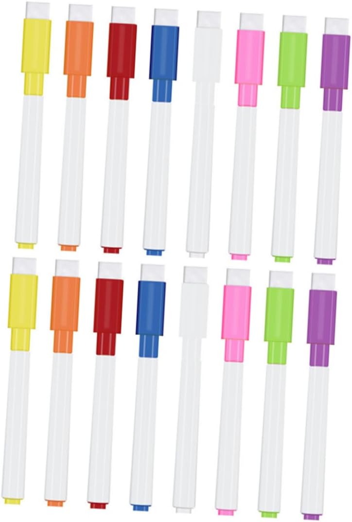 48pcs Erasable Whiteboard Marker Dry Wipe Markers White Board Marker Colored Chalkboard Chalk Black Eraser Magnetic Eraser Art Marker Pen Erasable Marker Pens Black Chalk Plastic