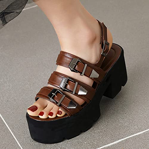 KIKIVIVI Womens Platform Goth High Heeled Sandals Open Toe Ankle Strap Punk Party Sandals3