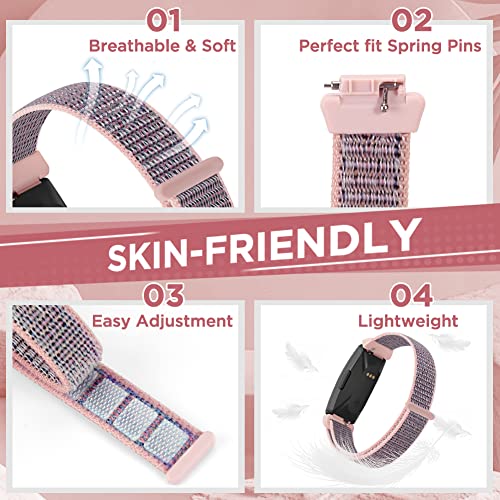 Image of Nylon Bands Compatible for Fitbit Inspire 3 /Inspire 2 /Inspire /Inspire HR /Ace 3 /Ace 2 Bands, Breathable Sport Replacement Straps Soft Adjustable Solo Loop Nylon Wristband for Women Men Kids