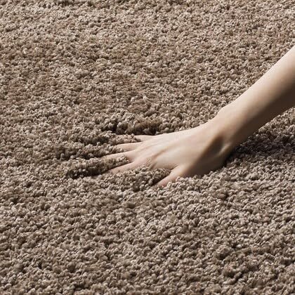 Image of AROMICK Modern Polyester Anti Slip Shaggy Fluffy Rug and Carpet for Living Room, Bedroom & Dining Room (5 x 8 Feet, Beige)