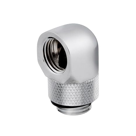 Hydro X Series XF Hardline Fitting (12mm OD) and 90 Degree Rotary Adapter Set, Chrome, 4-Pack