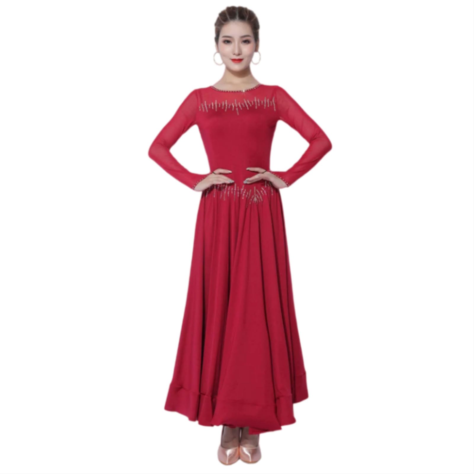 Abbigliamento Flamenco Salsa Costumi Balli da Sala Gonna Foxtrot da Donna