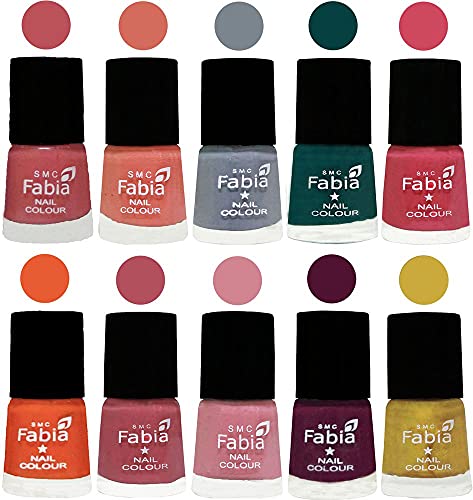 Image of ALL IN ONE (PACK OF 10), Long Lasting Glossy Nail Polish, 6 ml Each, All Vibrant Colours,02029