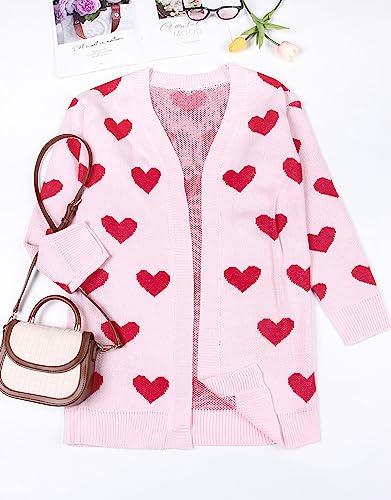Image of Alsol Lamesa Women's Long Sleeve Heart Cardigan Sweaters V Neck Open Front Knit Coat