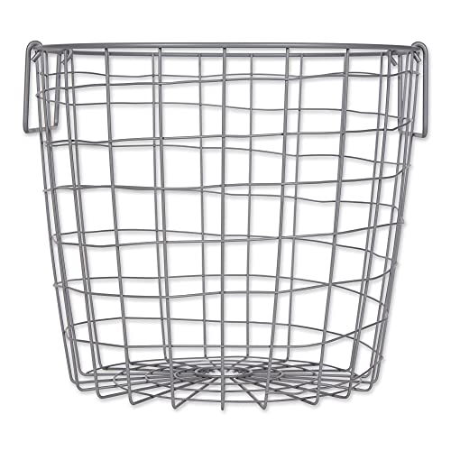 DII Metal Wire Mesh Stackable Utility Storage Bin, Medium Round, 14x14x12, Cool Gray