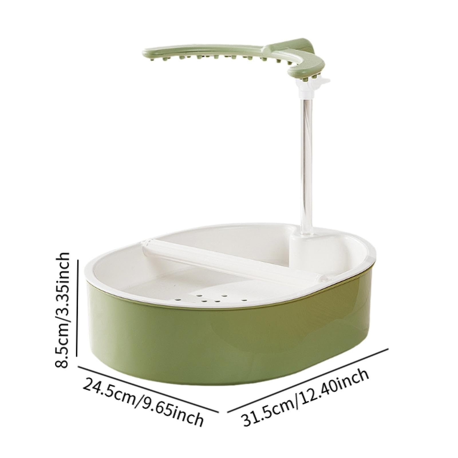Baño Automático Ajustable para Loros, Bandeja Espaciosa, Fácil Montaje, Compatible con Parejas, Baño Higiénico para Agapornis, Verde