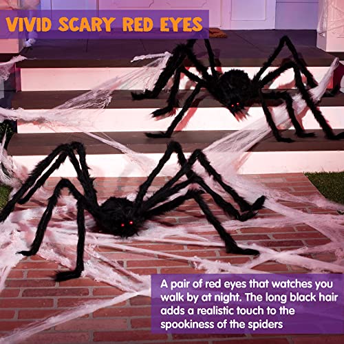 Image of JOYIN 4 Packs Halloween Outdoor Decorations Spider Set, Scary Large Spiders for Halloween Decor Outside, Indoor Party Decor Haunted House Prop, Yard Lawn Garden Decoration, Black (60 inch 36 inch 24 inch 24 inch)