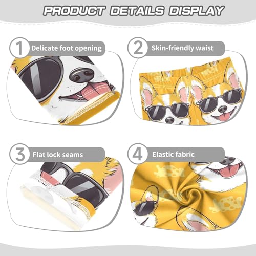 Corgi with Sunglass Girls Leggings,Workout Leggings for Girls Toddler Athletic Legging Size for 3-10T3