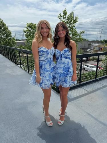 Sweetheart Short Homecoming Dress for Teens with Bow 2025 Chiffon Tiered Strapless Ruched Prom Cocktail Party Gowns4