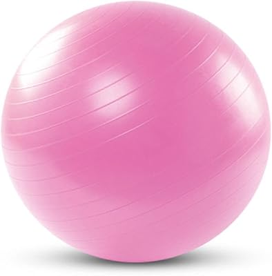 Silfrae 55/65/75cm Yoga Ball Exercise Ball Pilate Balance Ball, Ball Chair with Pump Anti-Slip & Anti-Burst for Fitness, Home and Office (Pink, 25.5Inches)
