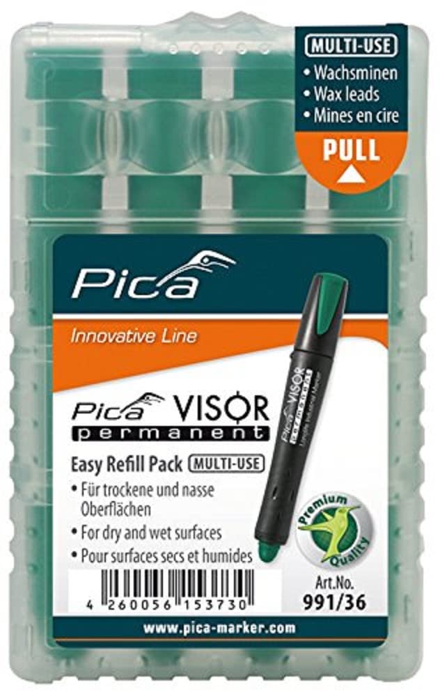 Pica Visor Permanent Longlife Indutrial Marker Refills 4 pack Green 991/36