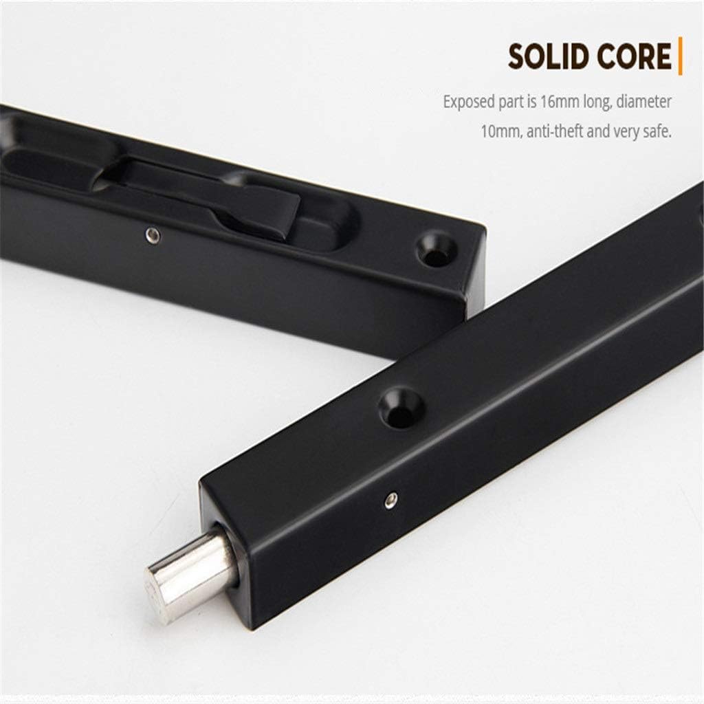 Stainless Steel Hidden Door Bolt Security Guard Door Latch 6 Inch Sliding Door Lock Bathroom Bolt Dust Proof Hardware (Color : A) (Black)