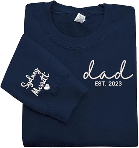 Miniatura 3 de IZI POD Sudadera bordada modificada para requisitos particulares del año del papá, camisa del papá con los nombres de los niños, personalizada