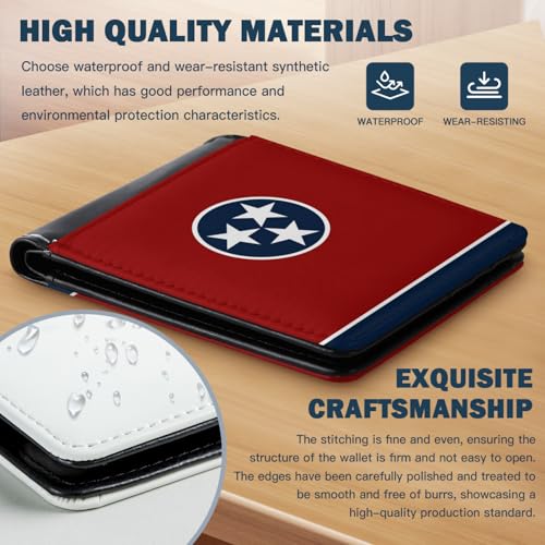 Tennessee State Flag Wallet Foldable Patriotic Leather Purse with Card Cash Holder for Men Women Travel Gift4