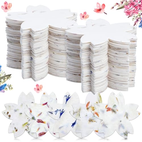 Dunzoom 50 Pcs Handmade Seed Paper Plantable Wildflower Seed Paper
