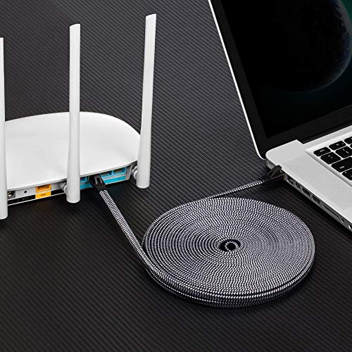 Cat 7 Ethernet Cable 30 ft, MORELECS Nylon Braided Cat 7 Internet Cable 30 ft Ethernet Cable RJ45 Network Cable Cat7 LAN Cable for PC Laptop Modem Router Cable Ethernet - Thumbnail 6