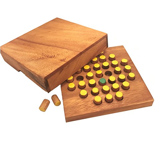 Solitaire Hexagon 37 Pegs juego de madera miniatura 3