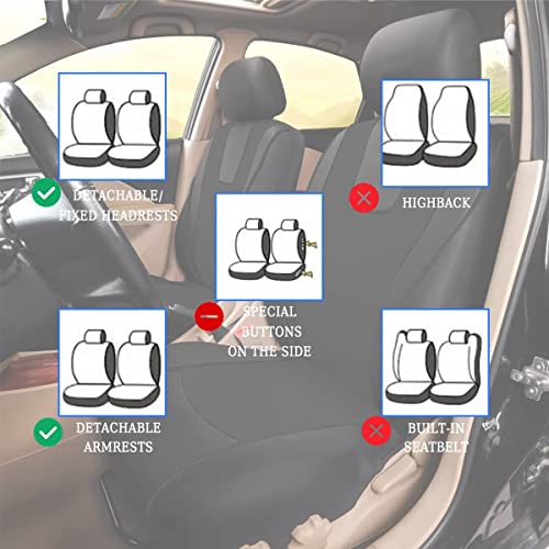 Car Seat Covers Full Set, Polyester Automotive Seat Covers, Breathable Waterproof Car Seat Cushion Protectors, Car Accessories Fits Most Vehicles, Suv, Truck (Black/Front) #TOP2