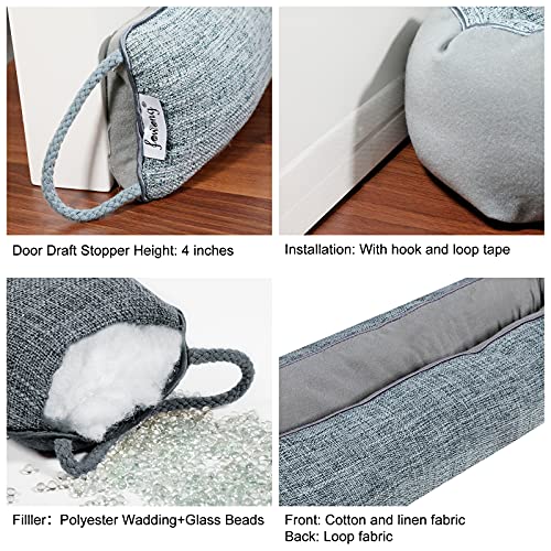 Fowong Door Draft Stopper 30 Inch, Under Door Draft Blocker Noise Reducer Air Stopper Heavy Duty Door Bottom Insulation Sound Proof Cold Weather Door Snake Draft Blocker, Gray #TOP2