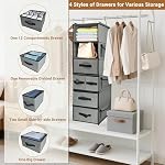 Durable 6-Tier hanging closet organizer with 5 Drawers & 3 Side Pocket,Thickened Fabric Hanging Shelves Holder with Sturdy Hook,Space-saving Storage Organization for Bedroom,Dorm,Guestroom,RV,Bathroom - Image 3