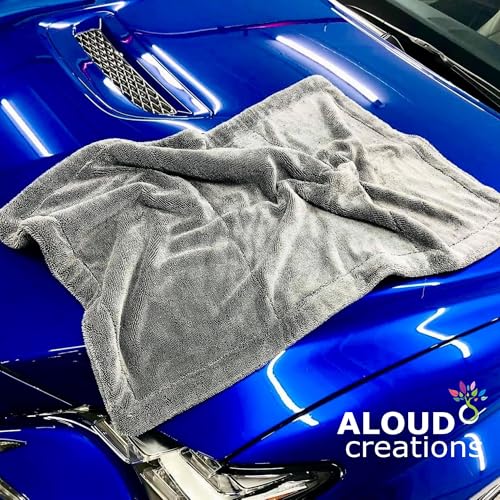 Image of ALOUD CREATIONS 1Pc Microfiber Cloth for Car Cleaning | 1200 GSM | Twisted Loop Super Absorbent Edgeless Design with Plush Pile | Double Sided Thick Lint Free Cloth for Drying & Detailing | 40x60cm