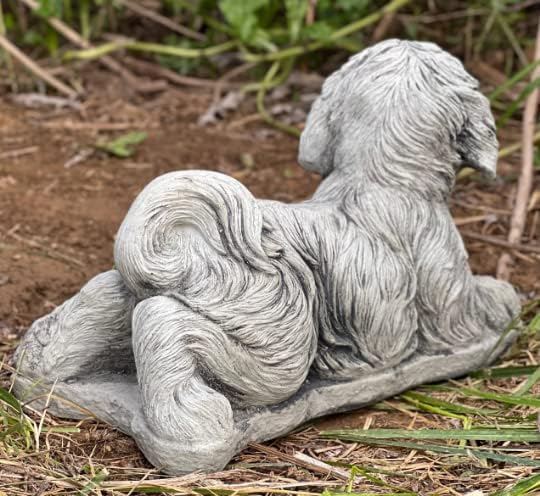 Laying Shih Tzu Figure for Home and Garden Realistic Shih tzu Figurine Concrete Garden Statue Stone Dog Sculpture