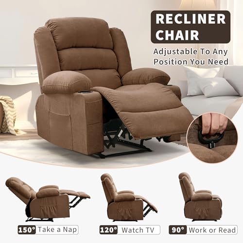 Sillón reclinable moderno chenille marrón miniatura 4