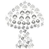 9 CHARMS DE PLANTAS DE ALEACIÓN DE ESTILOS: Totalmente 54 piezas en la forma vintage de plantas: cactus, seta escocia cardo y árbol de la vida, todo en gran color plateado antiguo, adecuado para diferentes tipos de artesanías.