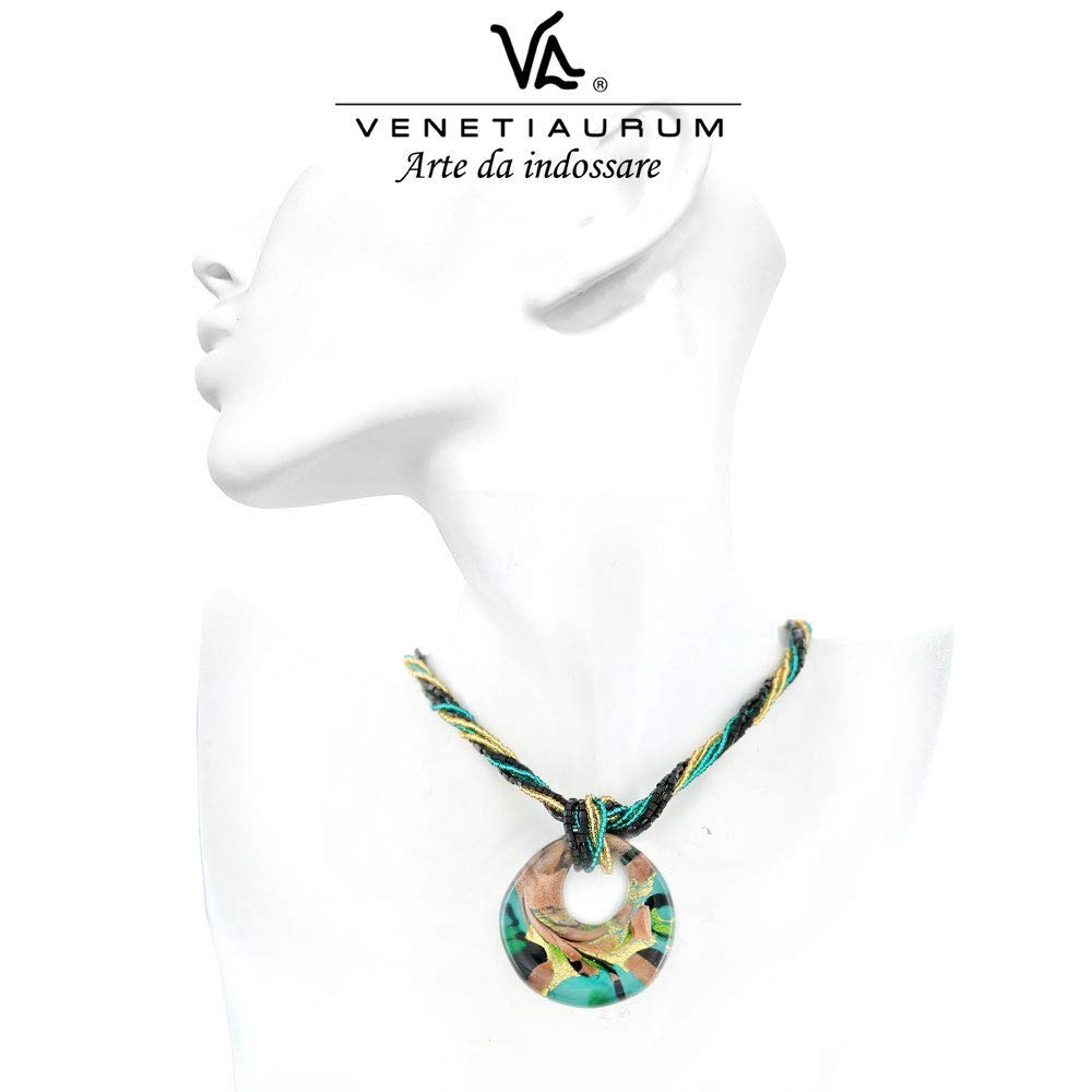 Venetiaurum - Collana Multifilo per Donna Con Medaglione In Vetro Originale Di Murano E Argento 925 - Gioiello Made In Italy Certificato