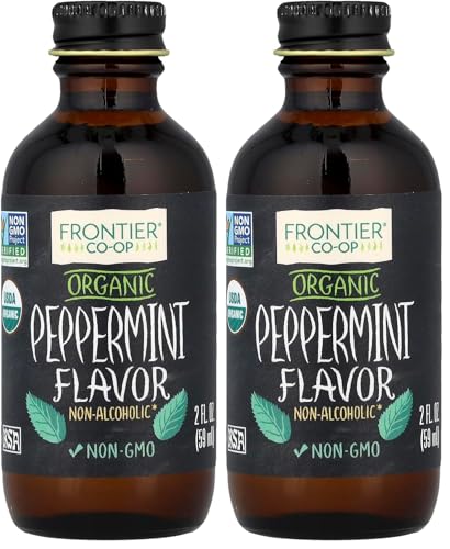 Frontier Peppermint Flavor Certified Organic, 2 Ounce Bottle (Pack of 2)