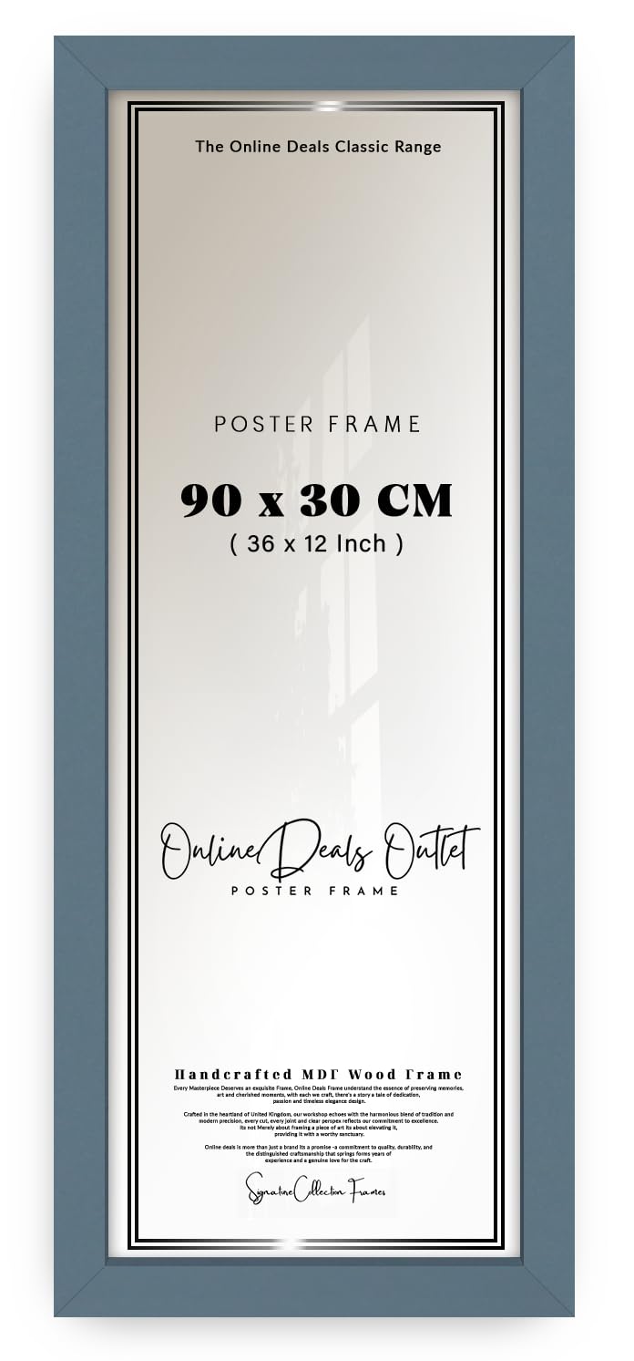 Online Deals | MDF Picture Frame (90 x 30 CM) No Mount Included for Cityscape Photography, Sketch Art & Prints, MDF Wood, Secure Wall Display [ Dark Grey ]