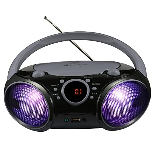 SINGING WOOD CD Boombox Portable/w Bluetooth USB MP3 Player AM/FM Radio AUX Headset Jack LED Backlit (Phantom Black)