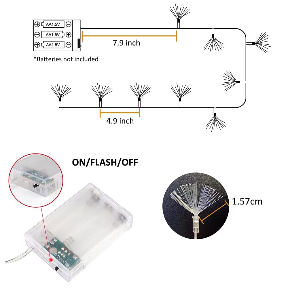 Guirlande lumineuse en fibre optique avec 80 LED - 10 m - Pour mariage, arbre de Noël, jardin, terrasse, décoration de fête (blanc chaud)