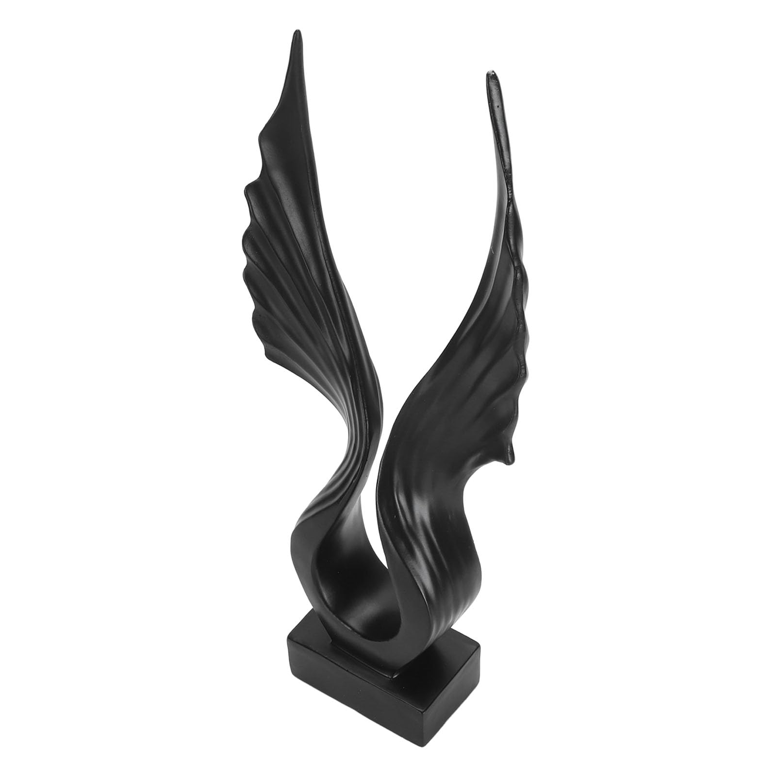 Statua ornamentale da scrivania, elegante decorazione astratta a forma di ala in resina vivida per ufficio (nero)